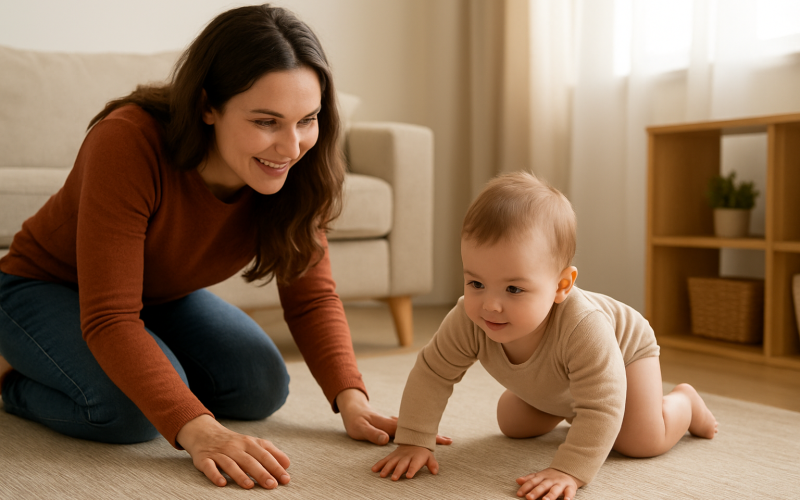 Quando o bebê engatinha: faixa etária, sinais e como estimular com segurança